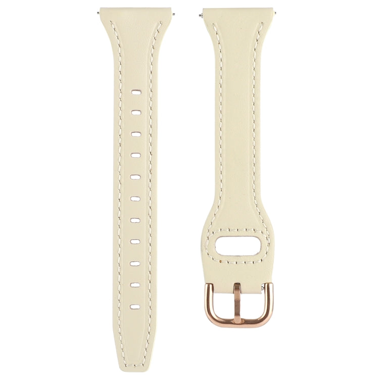 For Samsung Galaxy Watch3 / Huawei Watch GT3 Pro 22mm Reverse Buckle Genuine Leather Watch Band(Beige) by bashfashion