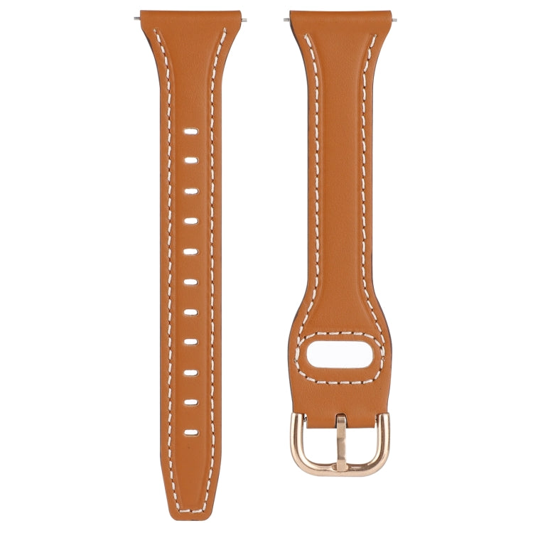 For Samsung Galaxy Watch3 / Huawei Watch GT3 Pro 22mm Reverse Buckle Genuine Leather Watch Band(Brown+Rose Gold) by bashfashion