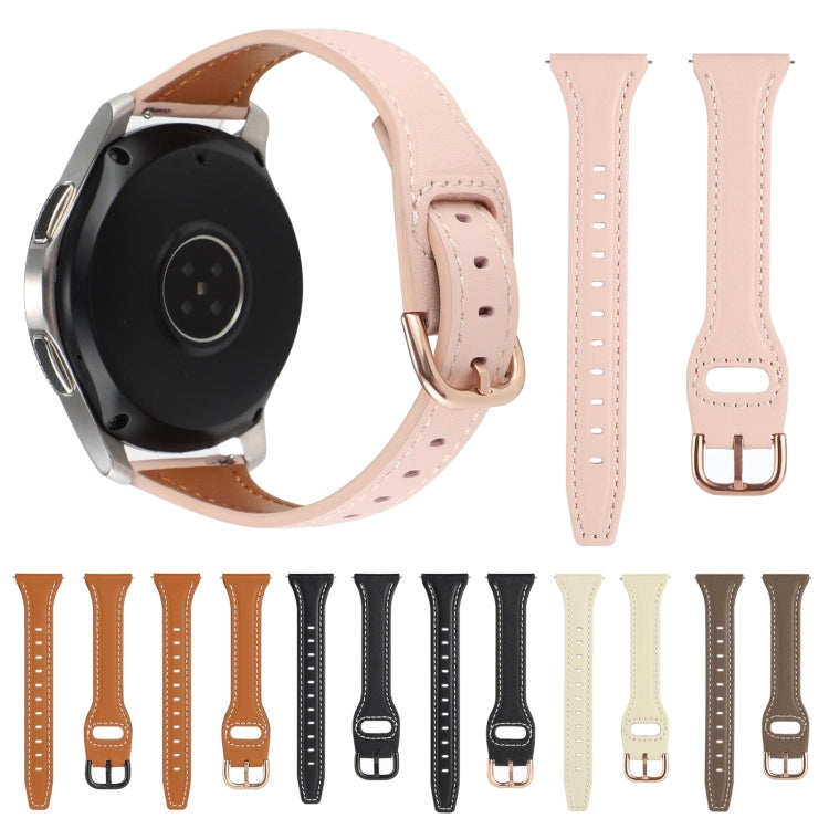 For Samsung Galaxy Watch3 / Huawei Watch GT3 Pro 22mm Reverse Buckle Genuine Leather Watch Band(Brown+Rose Gold) by bashfashion