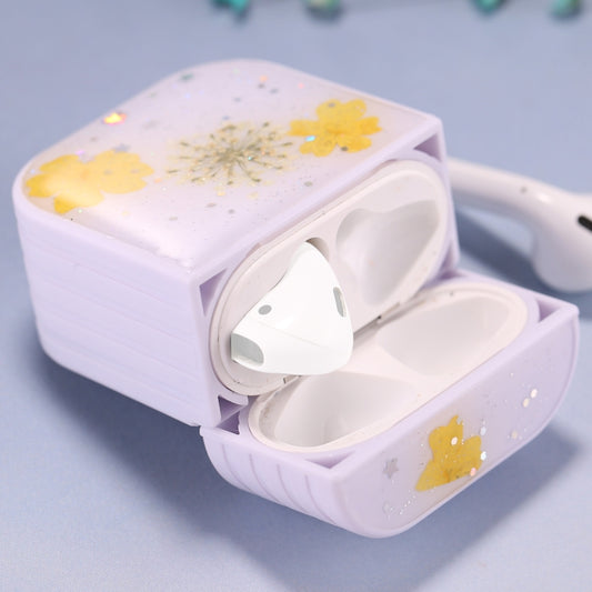 For AirPods 1 / 2 Beautiful Ladies Flowers Pattern Wireless Earphone Protective Case(Yellow) by bashfashion