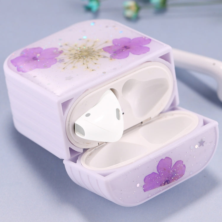 For AirPods 1 / 2 Beautiful Ladies Flowers Pattern Wireless Earphone Protective Case(Purple) by bashfashion