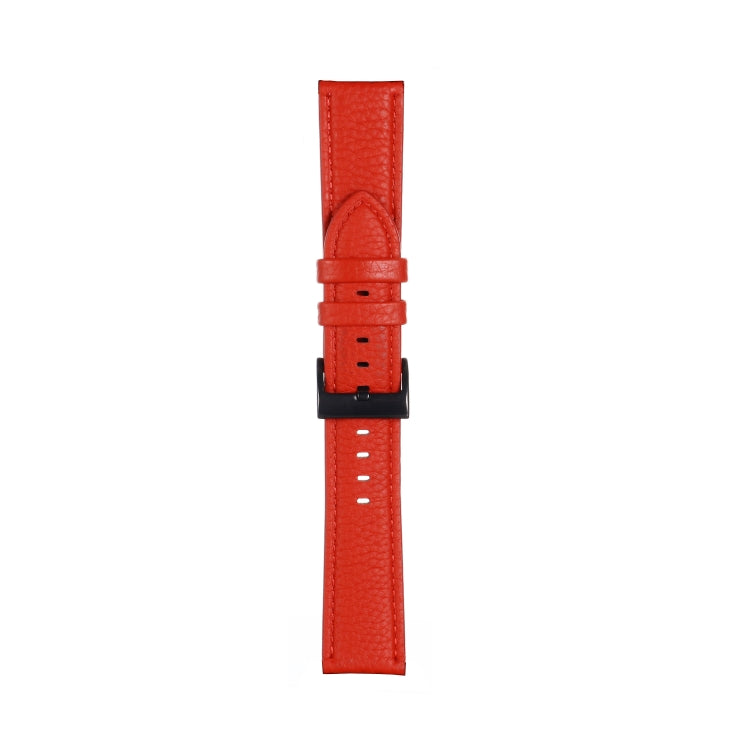 20mm For Samsung Galaxy Watch5 40mm / 44mm Litchi Texture Leather Watch Band(Red) by bashfashion