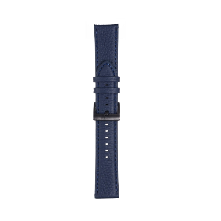 20mm For Samsung Galaxy Watch5 40mm / 44mm Litchi Texture Leather Watch Band(Dark Blue) by bashfashion