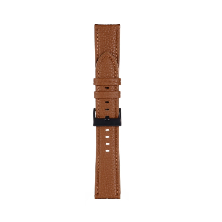 20mm For Samsung Galaxy Watch5 40mm / 44mm Litchi Texture Leather Watch Band(Dark Brown) by bashfashion