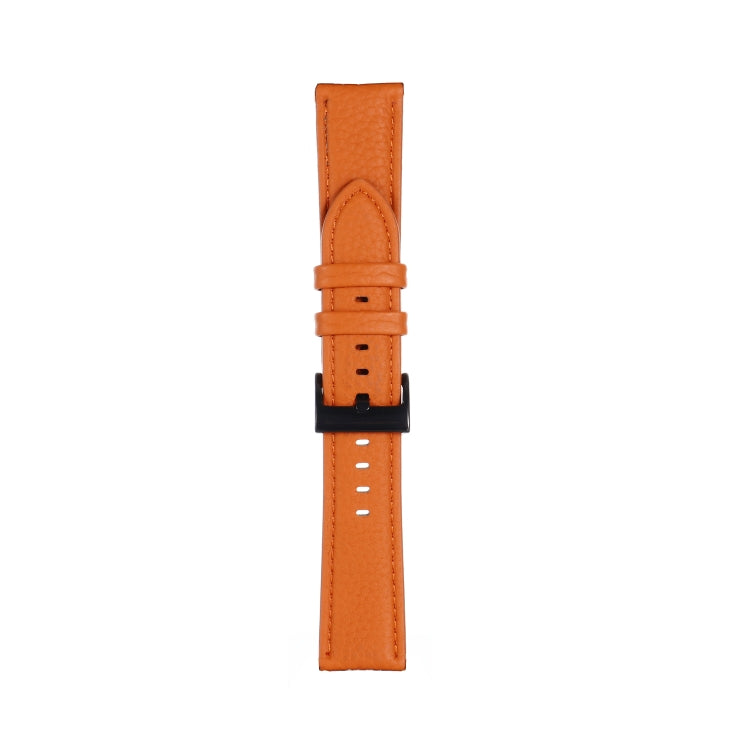 22mm For Samsung Galaxy Watch5 40mm / 44mm Litchi Texture Leather Watch Band(Orange) by bashfashion