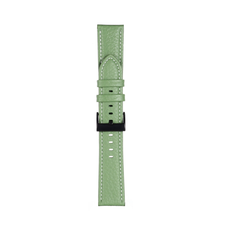 22mm For Samsung Galaxy Watch5 40mm / 44mm Litchi Texture Leather Watch Band(Fruit Green) by bashfashion