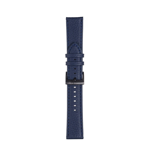22mm For Samsung Galaxy Watch5 40mm / 44mm Litchi Texture Leather Watch Band(Dark Blue) by bashfashion
