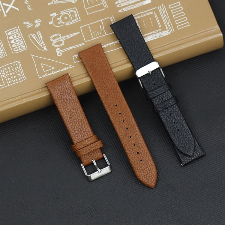 22mm For Samsung Galaxy Watch5 40mm / 44mm Litchi Texture Leather Watch Band(Black) by bashfashion