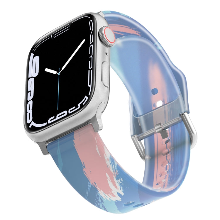 Frosted Translucent Silicone Watch Band For Apple Watch Ultra 49mm&Watch Ultra 2 49mm / Series 9&8&7 45mm / SE 3&SE 2&6&SE&5&4 44mm / 3&2&1 42mm(Blue Pink) by bashfashion