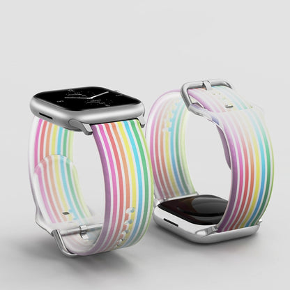 Frosted Translucent Silicone Watch Band For Apple Watch Ultra 49mm&Watch Ultra 2 49mm / Series 9&8&7 45mm / SE 3&SE 2&6&SE&5&4 44mm / 3&2&1 42mm(Transparent Rainbow) by bashfashion