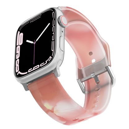 Frosted Translucent Silicone Watch Band For Apple Watch Series 9&8&7 41mm / SE 3&SE 2&6&SE&5&4 40mm / 3&2&1 38mm(Spring Cherry) by bashfashion