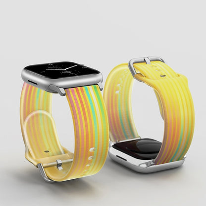 Frosted Translucent Silicone Watch Band For Apple Watch Series 9&8&7 41mm / SE 3&SE 2&6&SE&5&4 40mm / 3&2&1 38mm(Yellow Rainbow) by bashfashion