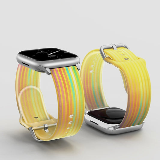 Frosted Translucent Silicone Watch Band For Apple Watch Series 9&8&7 41mm / SE 3&SE 2&6&SE&5&4 40mm / 3&2&1 38mm(Yellow Rainbow) by bashfashion