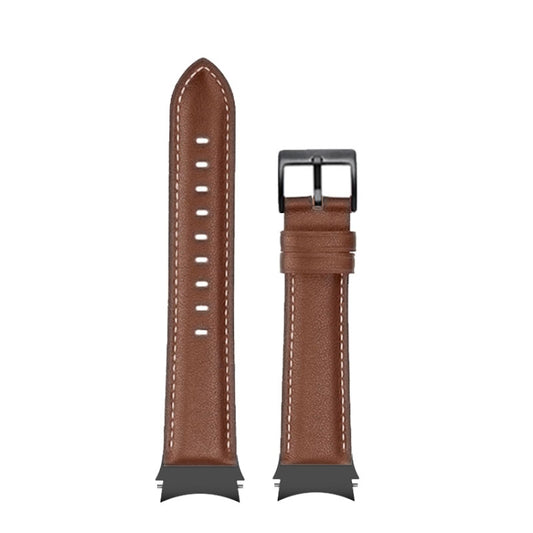For Samsung Galaxy Watch4 40mm / 44mm First Layer Leather Sewing Thread Watch Band(Brown) by bashfashion