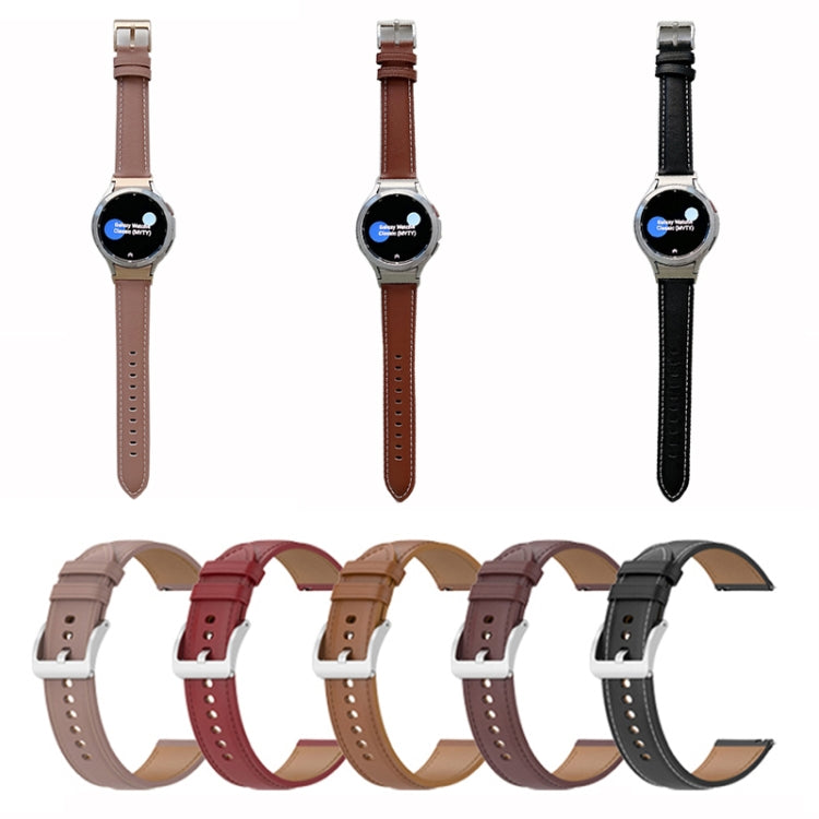 For Samsung Galaxy Watch4 40mm / 44mm First Layer Leather Sewing Thread Watch Band(Black) by bashfashion