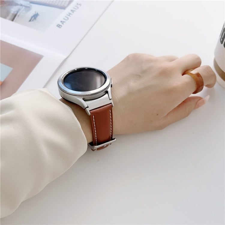 For Samsung Galaxy Watch4 40mm / 44mm First Layer Leather Sewing Thread Watch Band(Brown) by bashfashion