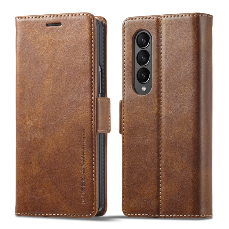 For Samsung Galaxy Z Fold4 5G LC.IMEEKE RFID Anti-theft Leather Phone Case(Brown) by LC.IMEEKE