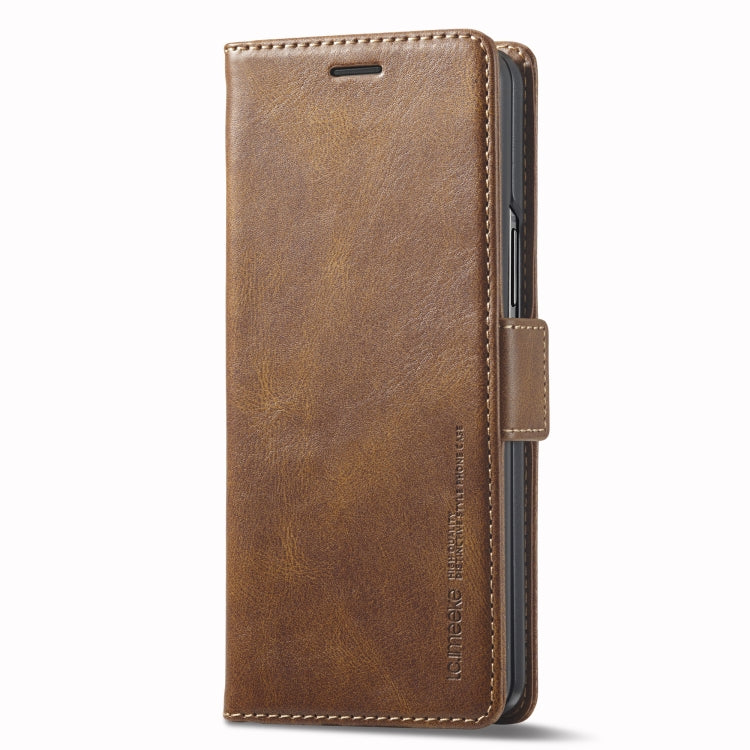 For Samsung Galaxy Z Fold4 5G LC.IMEEKE RFID Anti-theft Leather Phone Case(Brown) by LC.IMEEKE