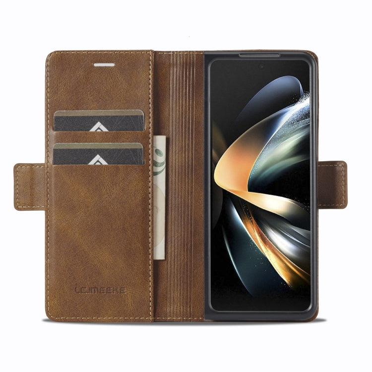 For Samsung Galaxy Z Fold4 5G LC.IMEEKE RFID Anti-theft Leather Phone Case(Brown) by LC.IMEEKE