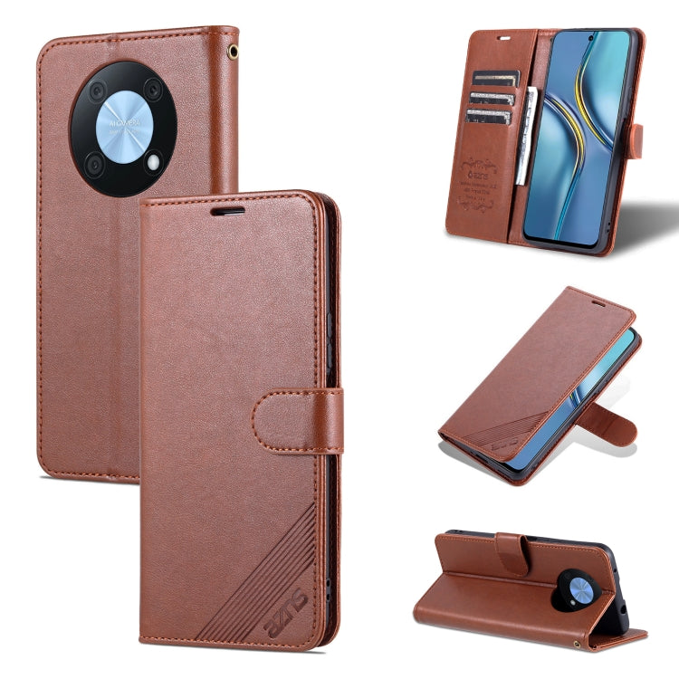 For Huawei Enjoy 50 Pro/Nova Y90 AZNS Sheepskin Texture Flip Leather Phone Case(Brown) by AZNS