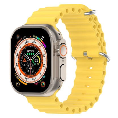 Ocean Silicone Watch Band For Apple Watch Ultra 49mm / Series 8&7 45mm / SE 2&6&SE&5&4 44mm (Yellow) by bashfashion