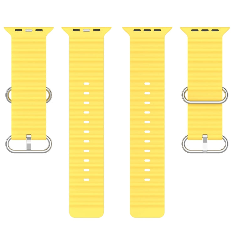 Ocean Silicone Watch Band For Apple Watch Ultra 49mm / Series 8&7 45mm / SE 2&6&SE&5&4 44mm (Yellow) by bashfashion