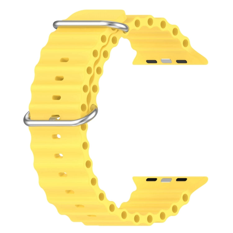 Ocean Silicone Watch Band For Apple Watch Ultra 49mm / Series 8&7 45mm / SE 2&6&SE&5&4 44mm (Yellow) by bashfashion