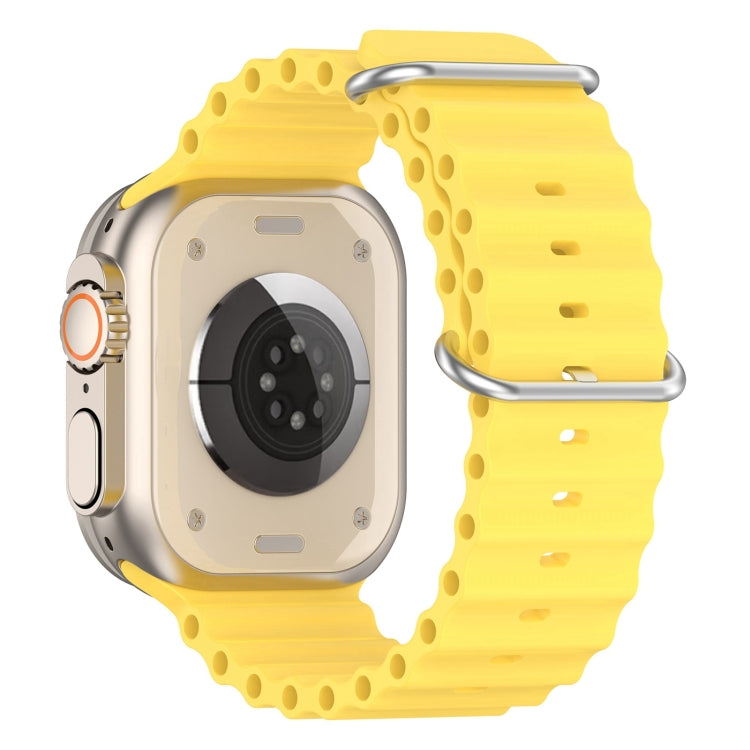 Ocean Silicone Watch Band For Apple Watch Ultra 49mm / Series 8&7 45mm / SE 2&6&SE&5&4 44mm (Yellow) by bashfashion