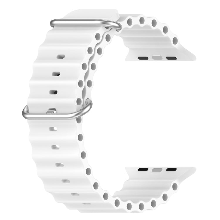 Ocean Silicone Watch Band For Apple Watch Ultra 49mm / Series 8&7 45mm / SE 2&6&SE&5&4 44mm (White) by bashfashion