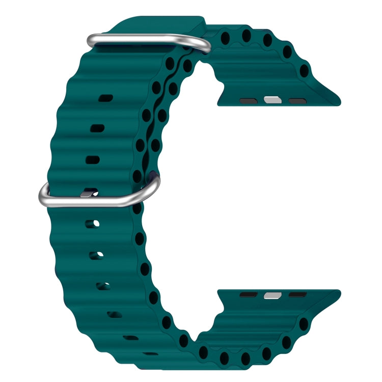 Ocean Silicone Watch Band For Apple Watch Ultra 49mm / Series 8&7 45mm / SE 2&6&SE&5&4 44mm (Dark Green) by bashfashion
