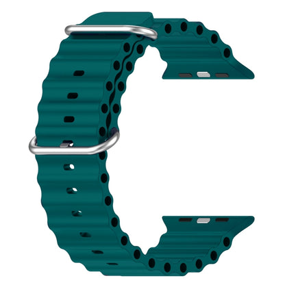 Ocean Silicone Watch Band For Apple Watch Ultra 49mm / Series 8&7 45mm / SE 2&6&SE&5&4 44mm (Dark Green) by bashfashion