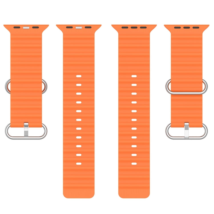 Ocean Silicone Watch Band For Apple Watch Ultra 49mm / Series 8&7 45mm / SE 2&6&SE&5&4 44mm (Orange) by bashfashion
