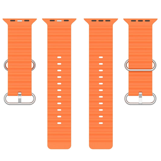 Ocean Silicone Watch Band For Apple Watch Ultra 49mm / Series 8&7 45mm / SE 2&6&SE&5&4 44mm (Orange) by bashfashion