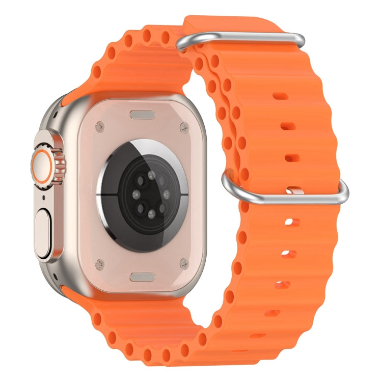 Ocean Silicone Watch Band For Apple Watch Ultra 49mm / Series 8&7 45mm / SE 2&6&SE&5&4 44mm (Orange) by bashfashion