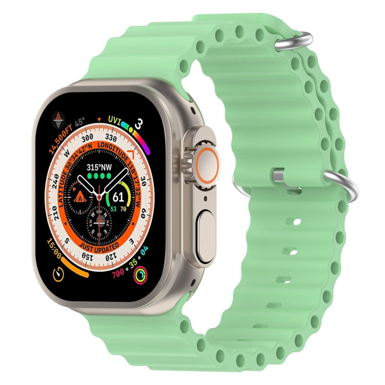 Ocean Silicone Watch Band For Apple Watch Ultra 49mm / Series 8&7 45mm / SE 2&6&SE&5&4 44mm (Light Green) by bashfashion