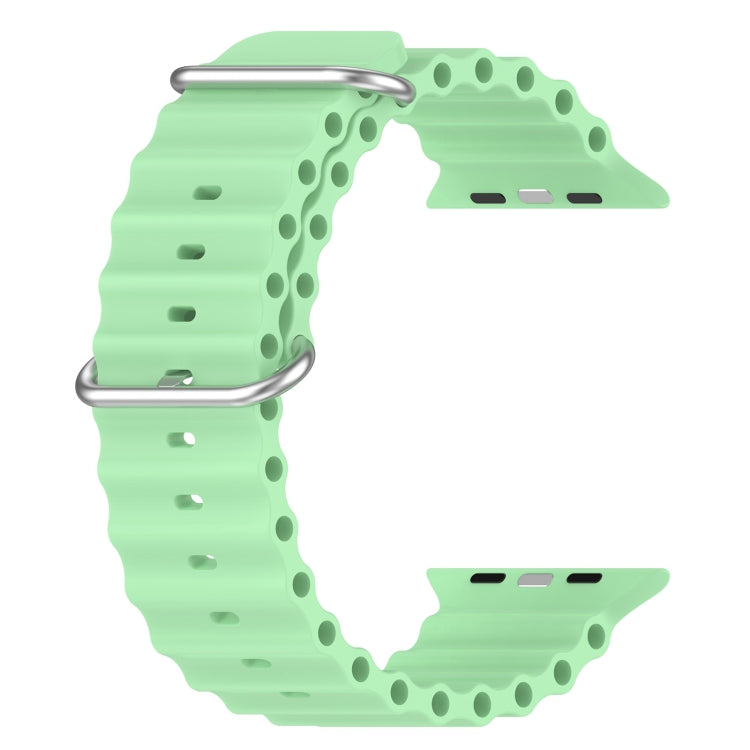 Ocean Silicone Watch Band For Apple Watch Ultra 49mm / Series 8&7 45mm / SE 2&6&SE&5&4 44mm (Light Green) by bashfashion