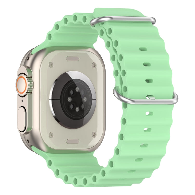 Ocean Silicone Watch Band For Apple Watch Ultra 49mm / Series 8&7 45mm / SE 2&6&SE&5&4 44mm (Light Green) by bashfashion