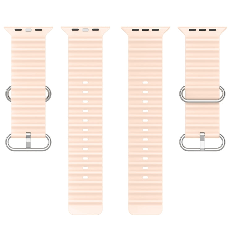 Ocean Silicone Watch Band For Apple Watch Ultra 49mm / Series 8&7 45mm / SE 2&6&SE&5&4 44mm (Light Pink) by bashfashion
