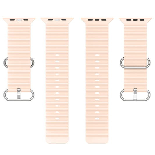 Ocean Silicone Watch Band For Apple Watch Ultra 49mm / Series 8&7 45mm / SE 2&6&SE&5&4 44mm (Light Pink) by bashfashion