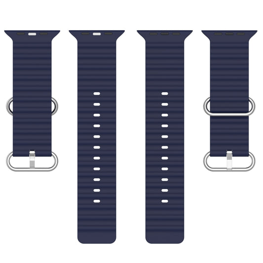 Ocean Silicone Watch Band For Apple Watch Ultra 49mm / Series 8&7 45mm / SE 2&6&SE&5&4 44mm (Midnight Blue) by bashfashion