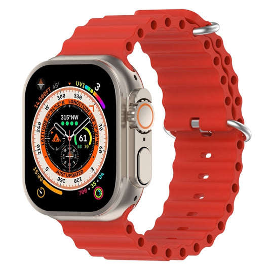 Ocean Silicone Watch Band For Apple Watch Ultra 49mm / Series 8&7 45mm / SE 2&6&SE&5&4 44mm (Red) by bashfashion