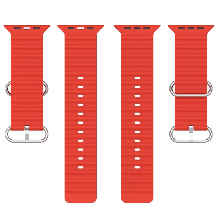 Ocean Silicone Watch Band For Apple Watch Ultra 49mm / Series 8&7 45mm / SE 2&6&SE&5&4 44mm (Red) by bashfashion