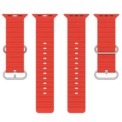 Ocean Silicone Watch Band For Apple Watch Ultra 49mm / Series 8&7 45mm / SE 2&6&SE&5&4 44mm (Red) by bashfashion