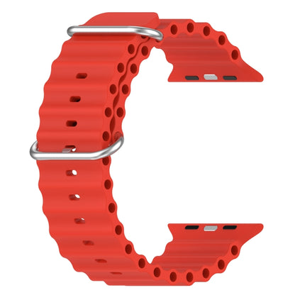 Ocean Silicone Watch Band For Apple Watch Ultra 49mm / Series 8&7 45mm / SE 2&6&SE&5&4 44mm (Red) by bashfashion