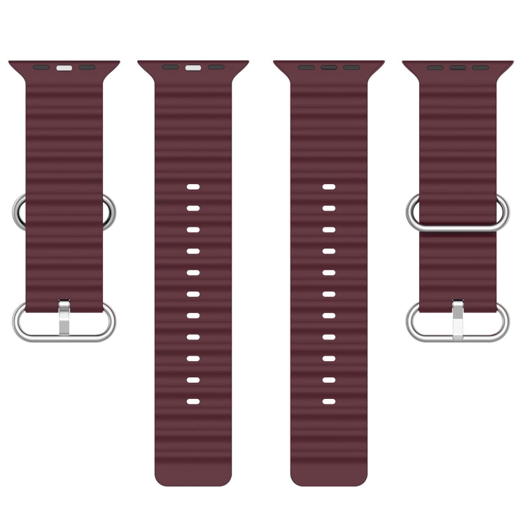 Ocean Silicone Watch Band For Apple Watch Ultra & Watch Ultra 2 49mm / Series 9&8&7 45mm / SE 3&SE 2&6&SE&5&4 44mm (Wine Red) by bashfashion