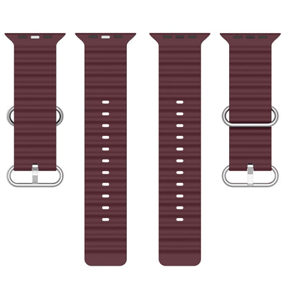 Ocean Silicone Watch Band For Apple Watch Ultra & Watch Ultra 2 49mm / Series 9&8&7 45mm / SE 3&SE 2&6&SE&5&4 44mm (Wine Red) by bashfashion