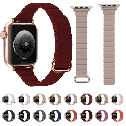 Reverse Buckle Magnetic Watch Band For Apple Watch Series 8&7 45mm / SE 2&6&SE&5&4 44mm(8# Rose Pink) by bashfashion