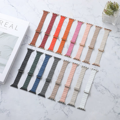 Reverse Buckle Magnetic Watch Band For Apple Watch Series 8&7 45mm / SE 2&6&SE&5&4 44mm(6# Golden Brown) by bashfashion