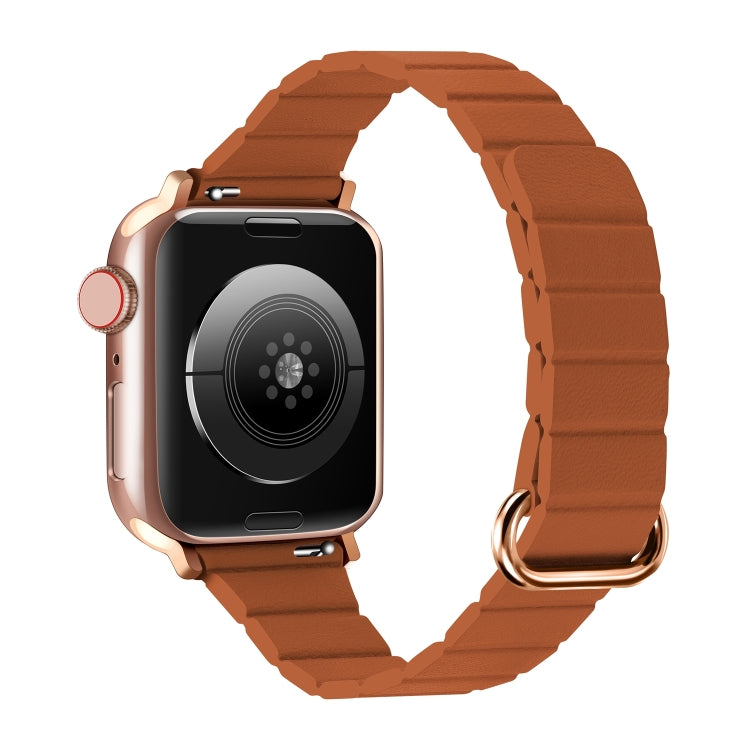 Reverse Buckle Magnetic Watch Band For Apple Watch Series 8&7 41mm / SE 2&6&SE&5&4 40mm(6# Golden Brown) by bashfashion