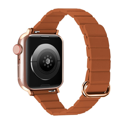 Reverse Buckle Magnetic Watch Band For Apple Watch Series 8&7 41mm / SE 2&6&SE&5&4 40mm(6# Golden Brown) by bashfashion